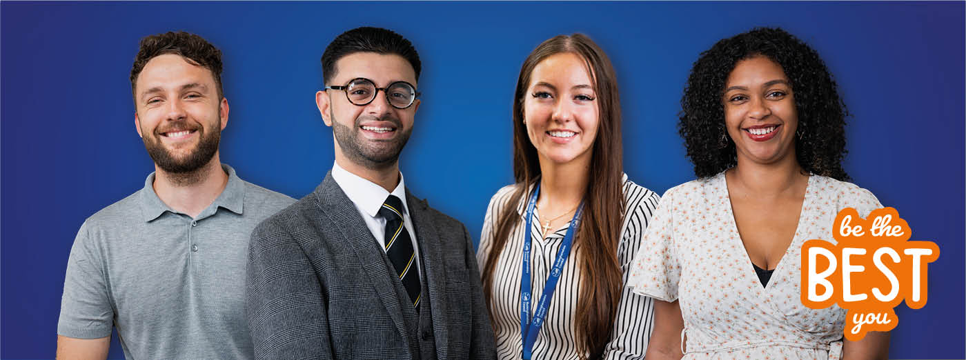 Two men and two women showing the different type of people that have careers at Buckinghamshire Council.