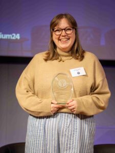 Kathrine Lavendar from Haven, accepting her award at the Good Youth Employment Symposium